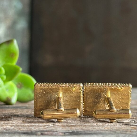 Blue Cuff Links w/ Foil Abstract Design - Picture 2 of 7